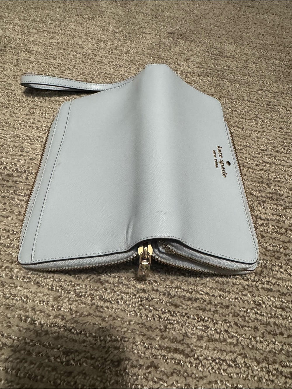 kate spade light blue wristlet clutch/wallet